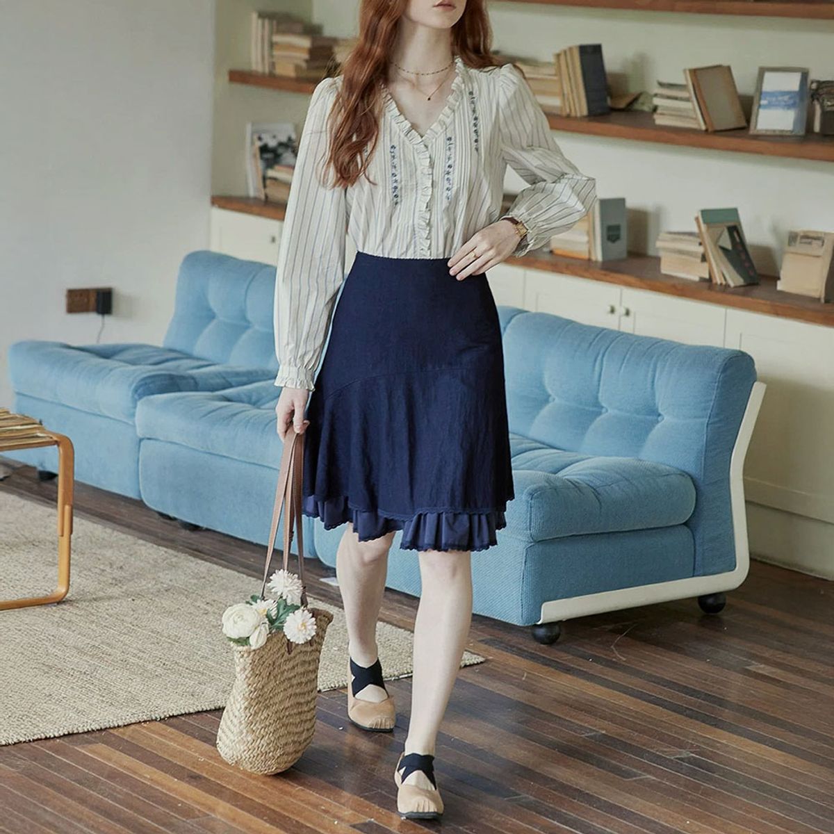 프라우드 마리(PROUD MARY) PM_Ruffle hem midi skirt