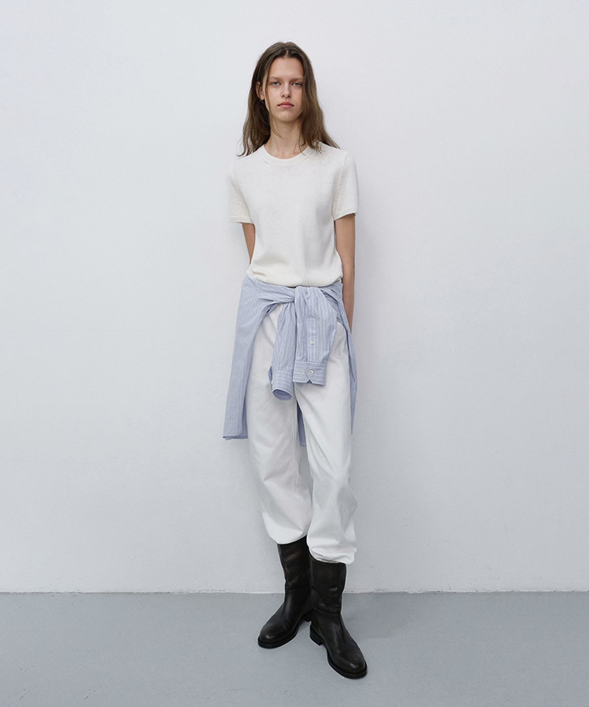 던스트(DUNST) HALF SLEEVE KNIT TOP_UDSW6C201_IVORY