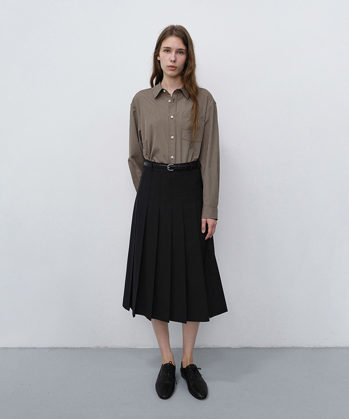 던스트(DUNST) UNISEX INFORMAL SHIRT_UDSH6C102_BROWN STRIPE
