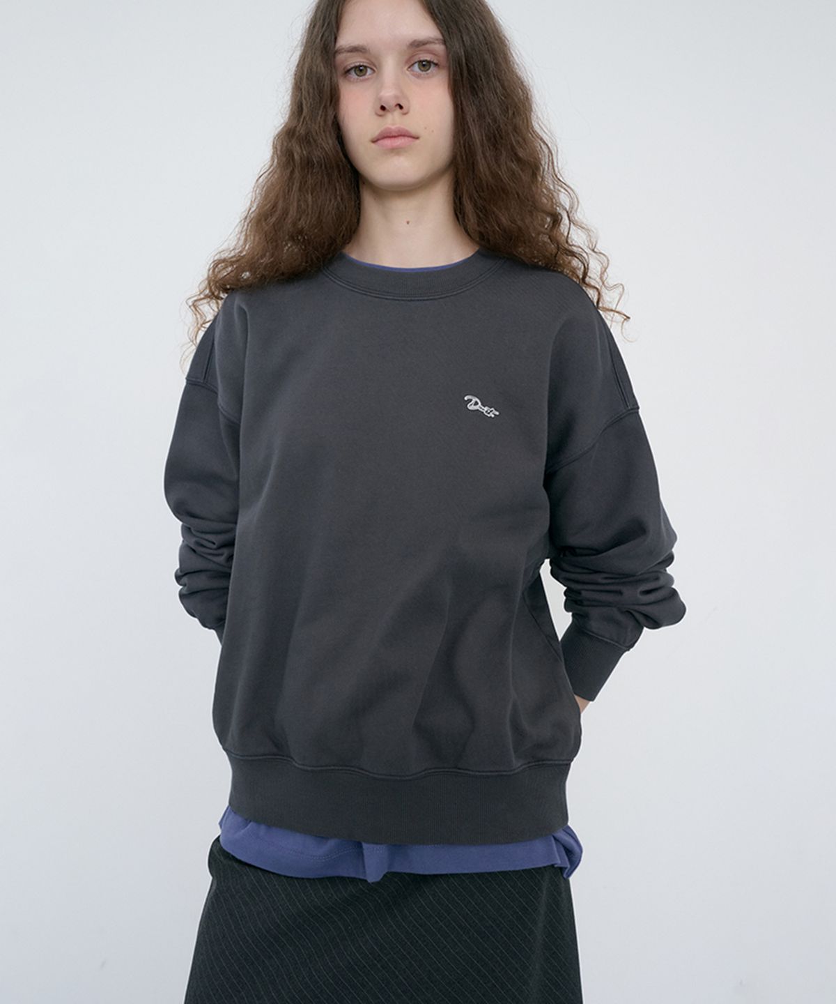 던스트(DUNST) UNISEX GARMENT DYED SWEATSHIRT_UDTS6C115_WASHED BLACK