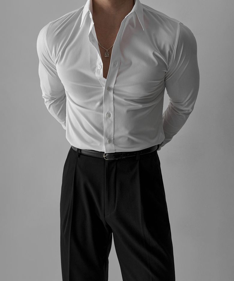 머슬핏 드레스 셔츠 [화이트]