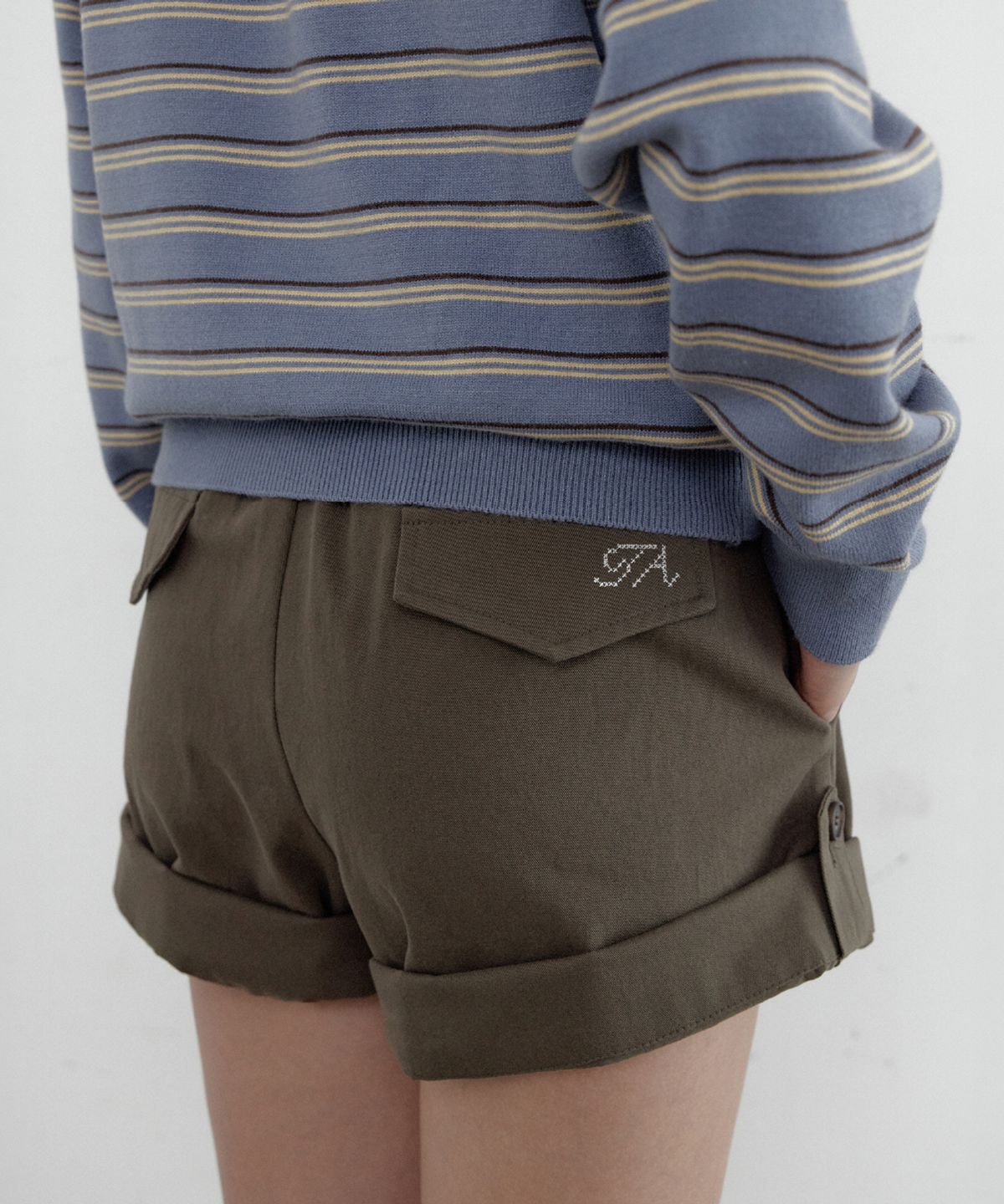 토아베(TOAVE) Roll-Up Cotton Half Pants (Khaki brown)