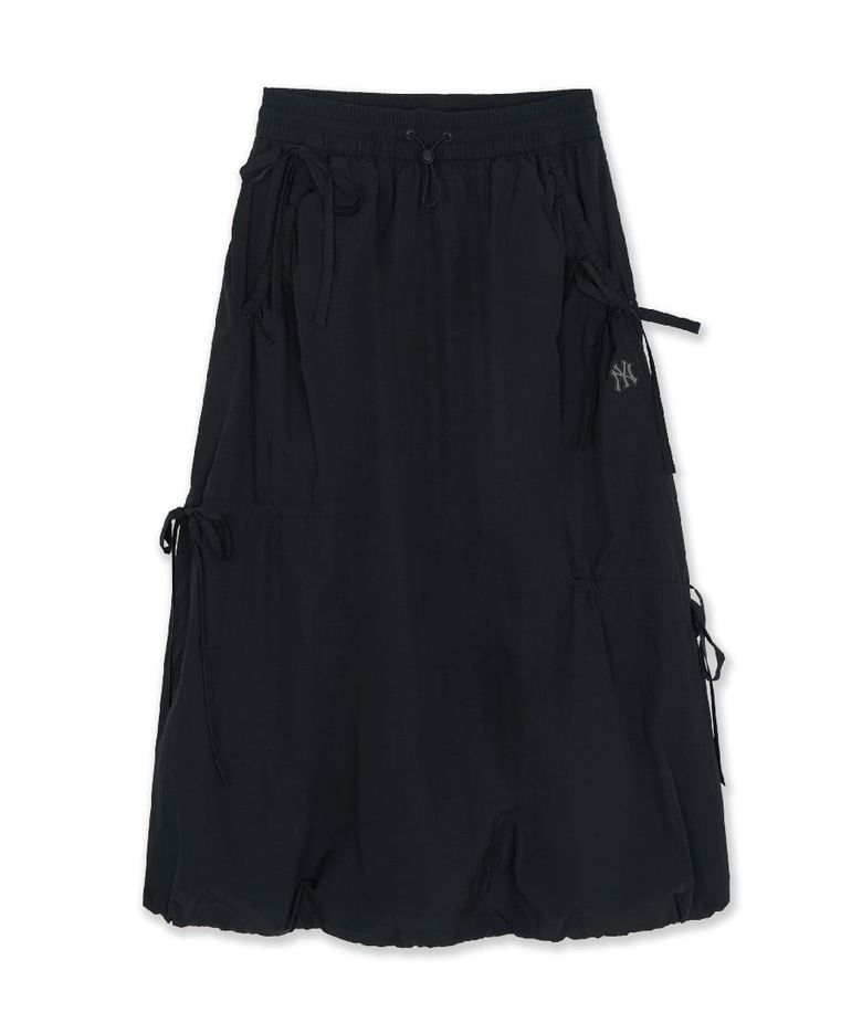 여성 고프코어 글로시 루즈 벌룬 롱 스커트 NY (Black)