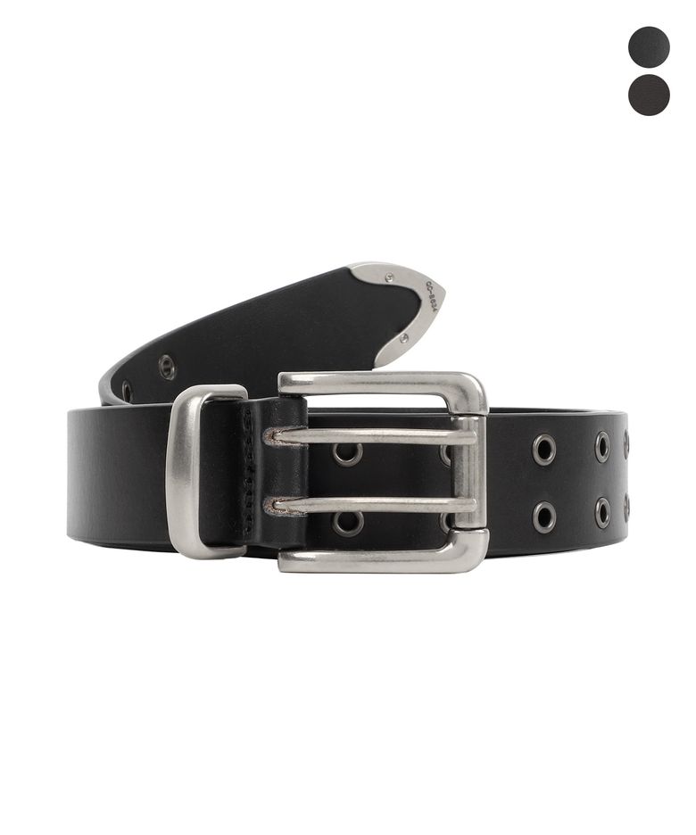 TAG DOUBLE PIN LEATHER BELT (2colors)