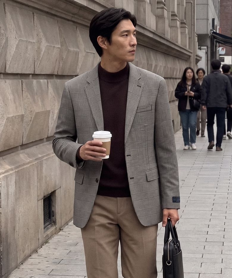포르투갈 PAULO 글렌체크 자켓_브라운 (릴렉스핏)_SJAUC91NCH
