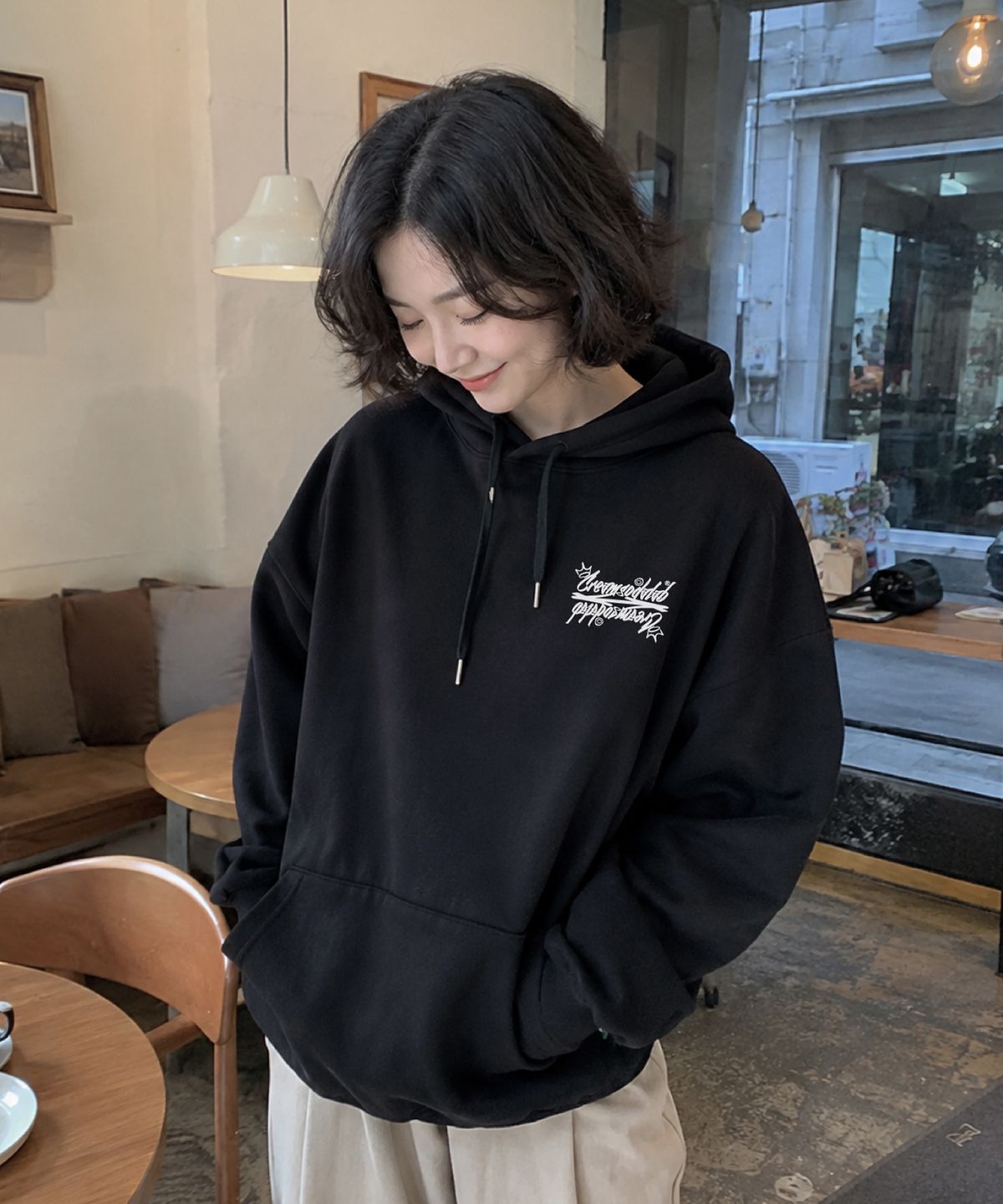 크림소다랩(CREAM SODA LAB) 씨알에스디엘 스몰 레터링 후드