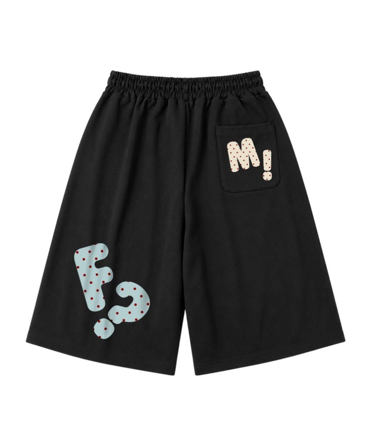 더모프하우스(THEMORFHOUSE) 도트 MF 마크 원턱 버뮤다 스웻팬츠 블랙