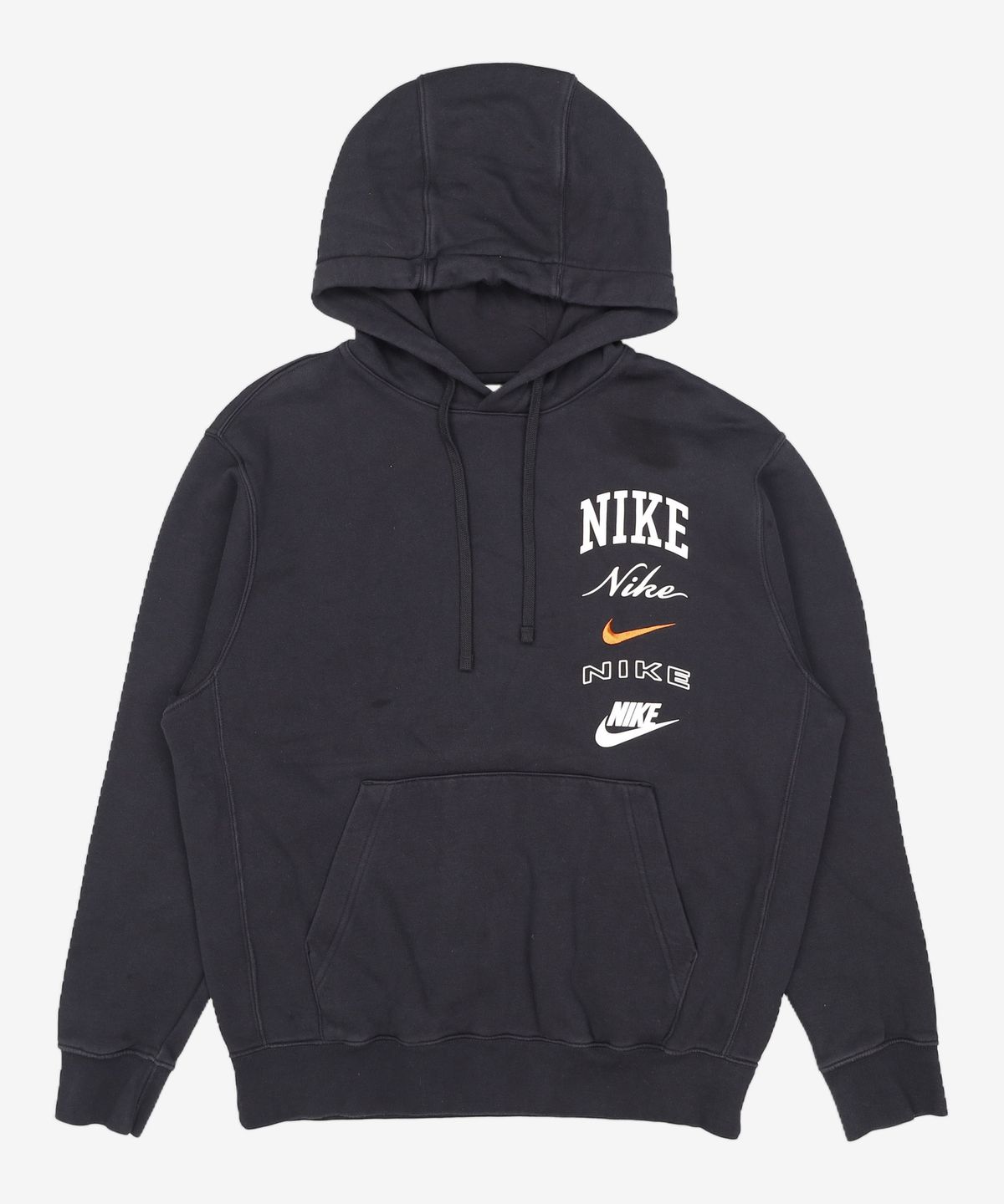나이키(NIKE) 클럽 플리스 풀오버 후디 M - 블랙:세이프티 오렌지 / FN2635-010 L