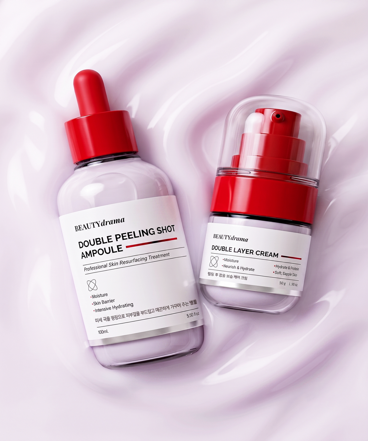 뷰티드라마(BEAUTYDRAMA) 더블 필앤필 듀오 세트 (더블 필링샷 앰플 + 더블 레이어 필 크림)