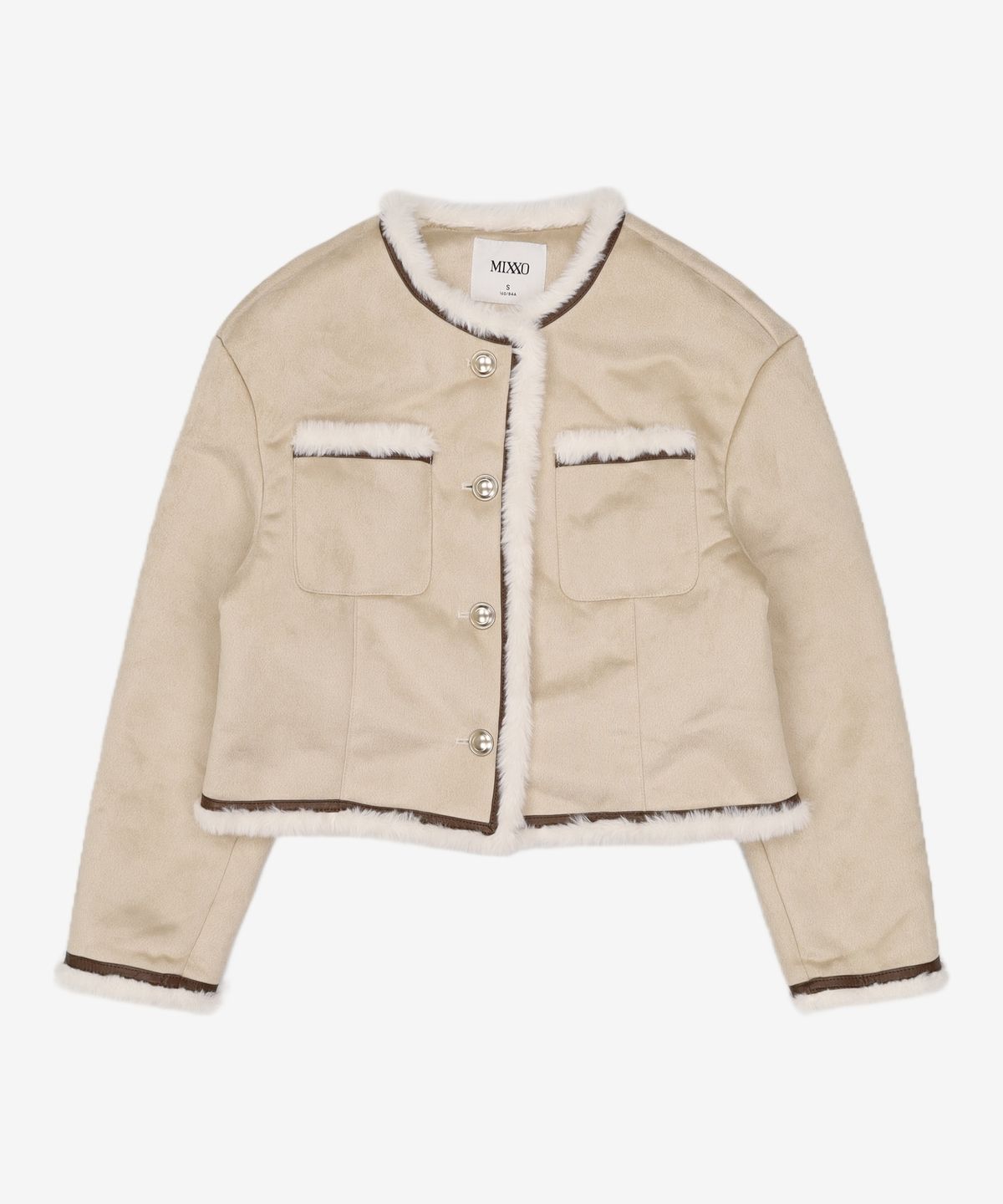 미쏘(MIXXO) 라운드넥 무스탕_MIWJLDV11G S