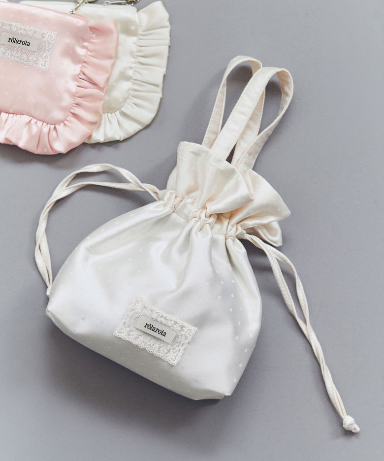 DOT SATIN BUCKET BAG IVORY