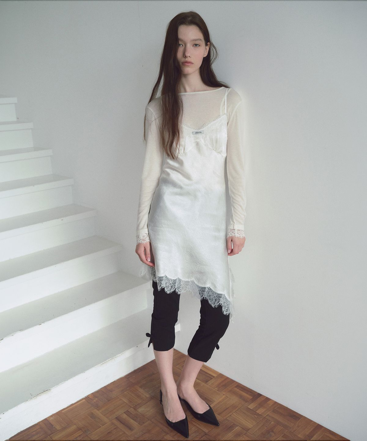 로라로라(ROLAROLA) LACE SLIP DRESS WHITE