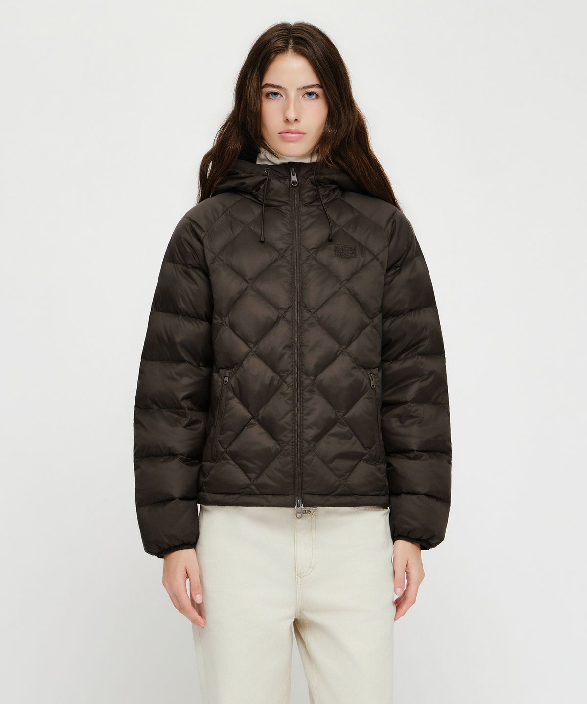 마리떼 프랑소와 저버(MARITHÉ + FRANҪOIS GIRBAUD) W HOODED LIGHTWEIGHT DOWN JACKET brown