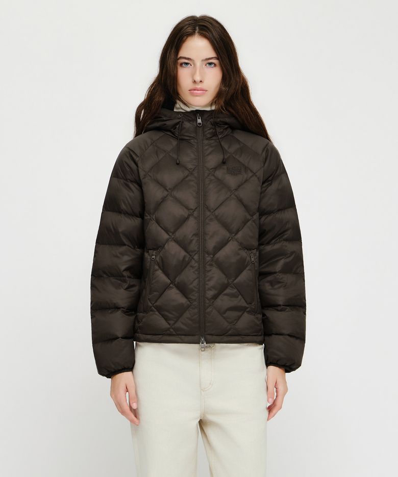 W HOODED LIGHTWEIGHT DOWN JACKET brown