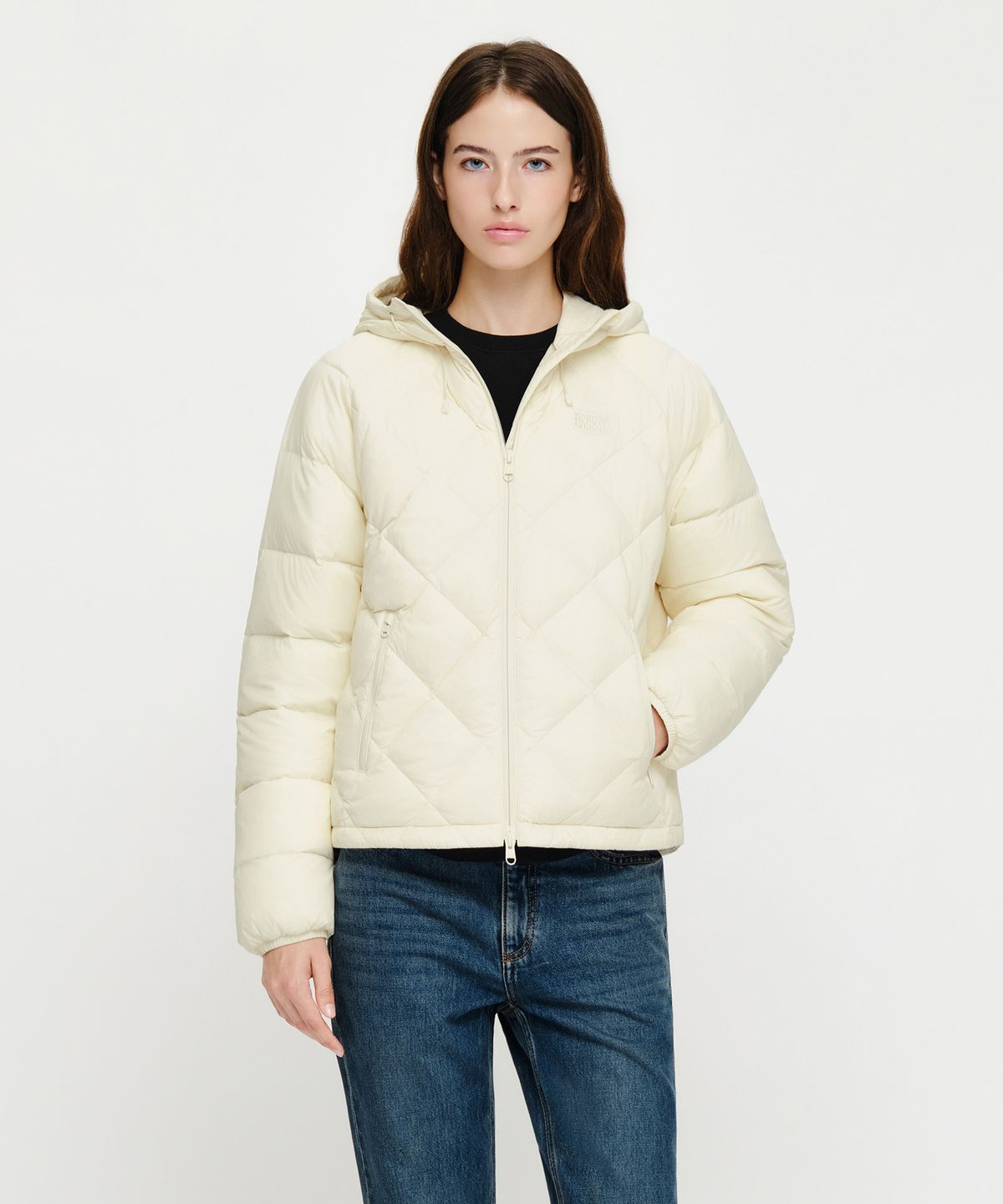 마리떼 프랑소와 저버(MARITHÉ + FRANҪOIS GIRBAUD) W HOODED LIGHTWEIGHT DOWN JACKET ivory