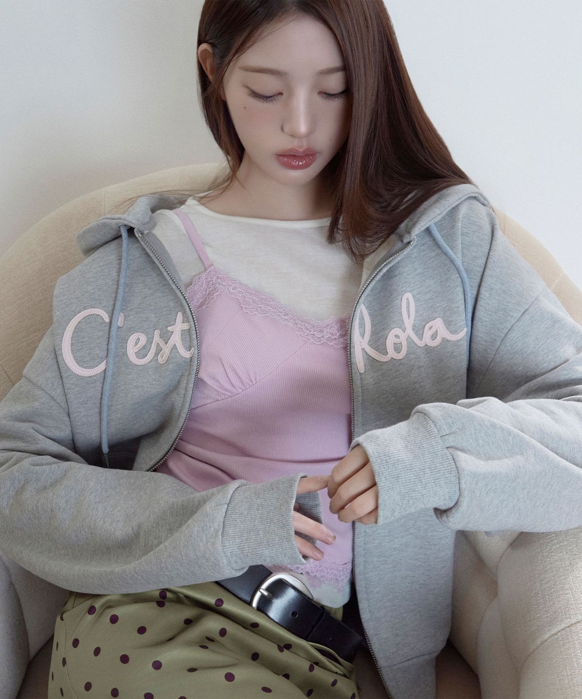 로라로라(ROLAROLA) LACE SLIP TOP PINK