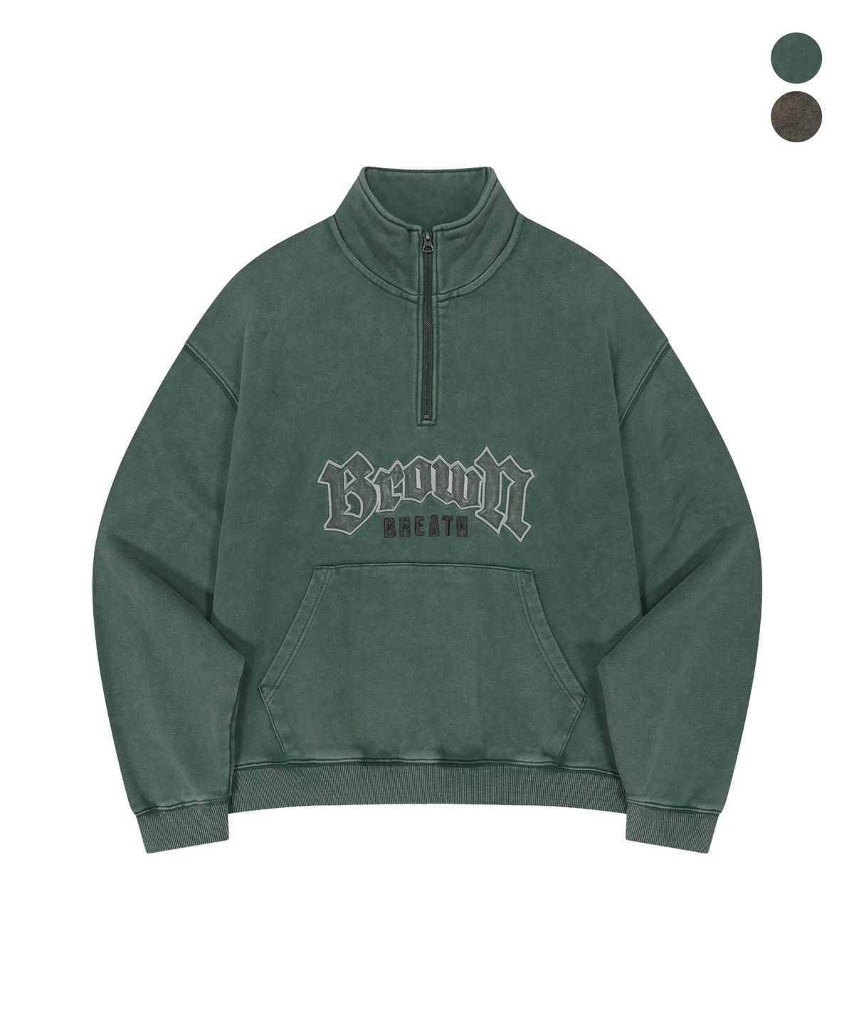 브라운브레스(BROWNBREATH) STONE WASHING HALFZIP  (2colors)