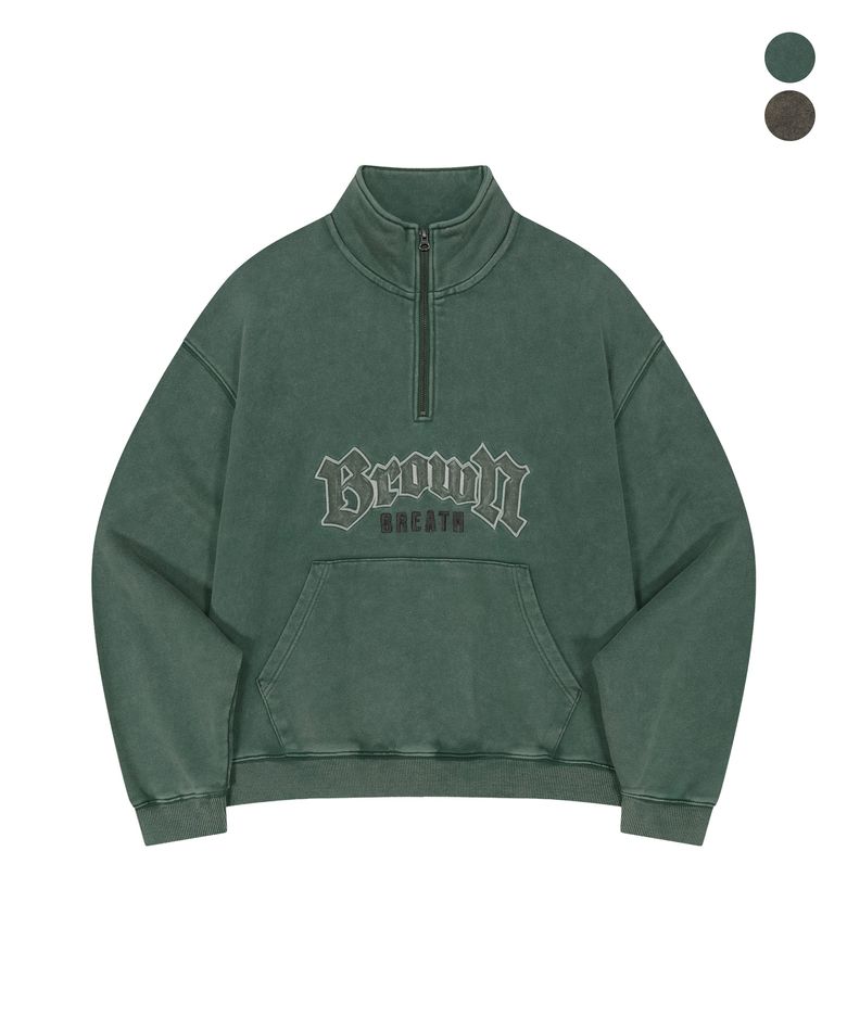 STONE WASHING HALFZIP  (2colors)