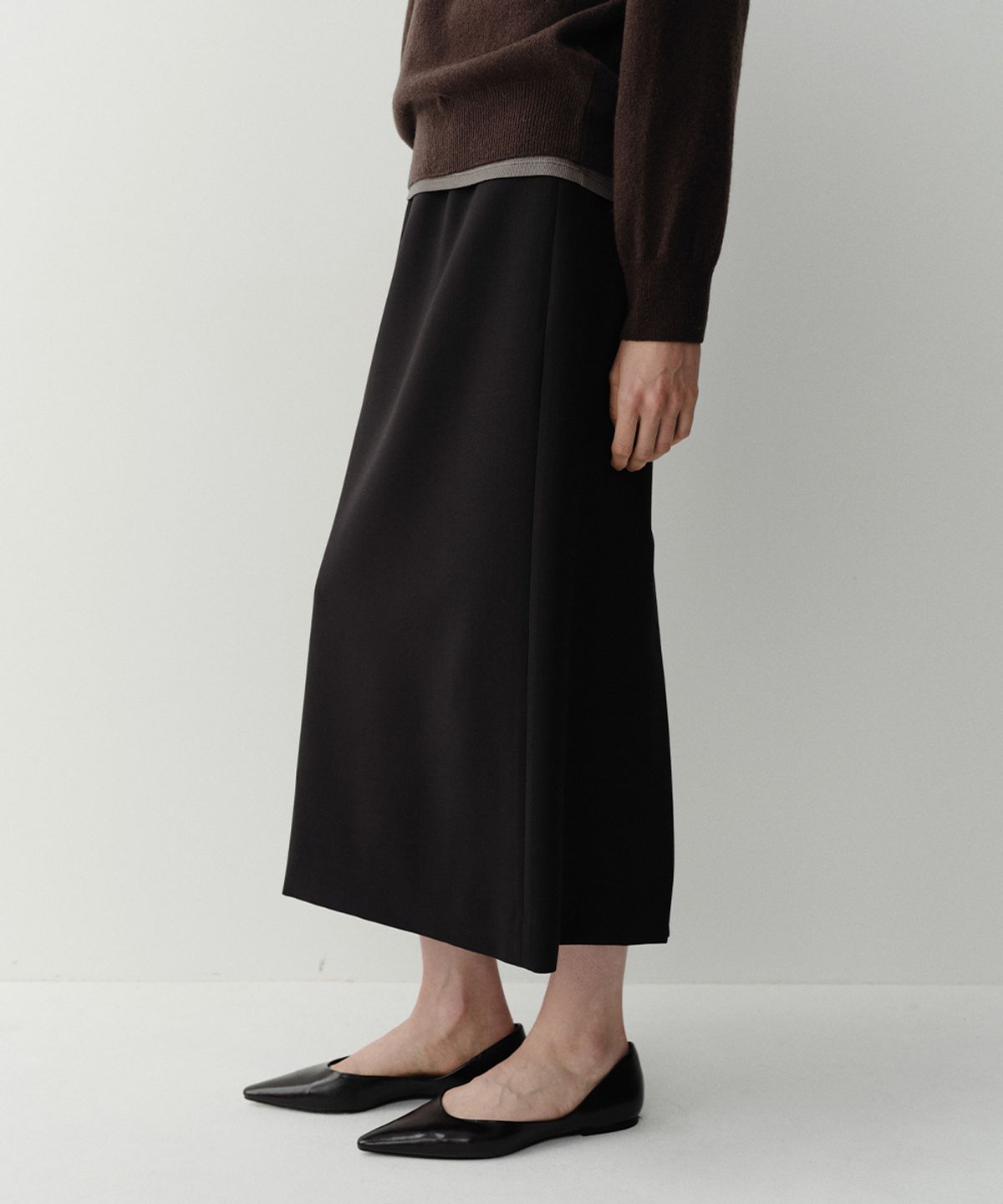 이아(EAAH) FW MAXI SLIT SKIRT (BLACK)