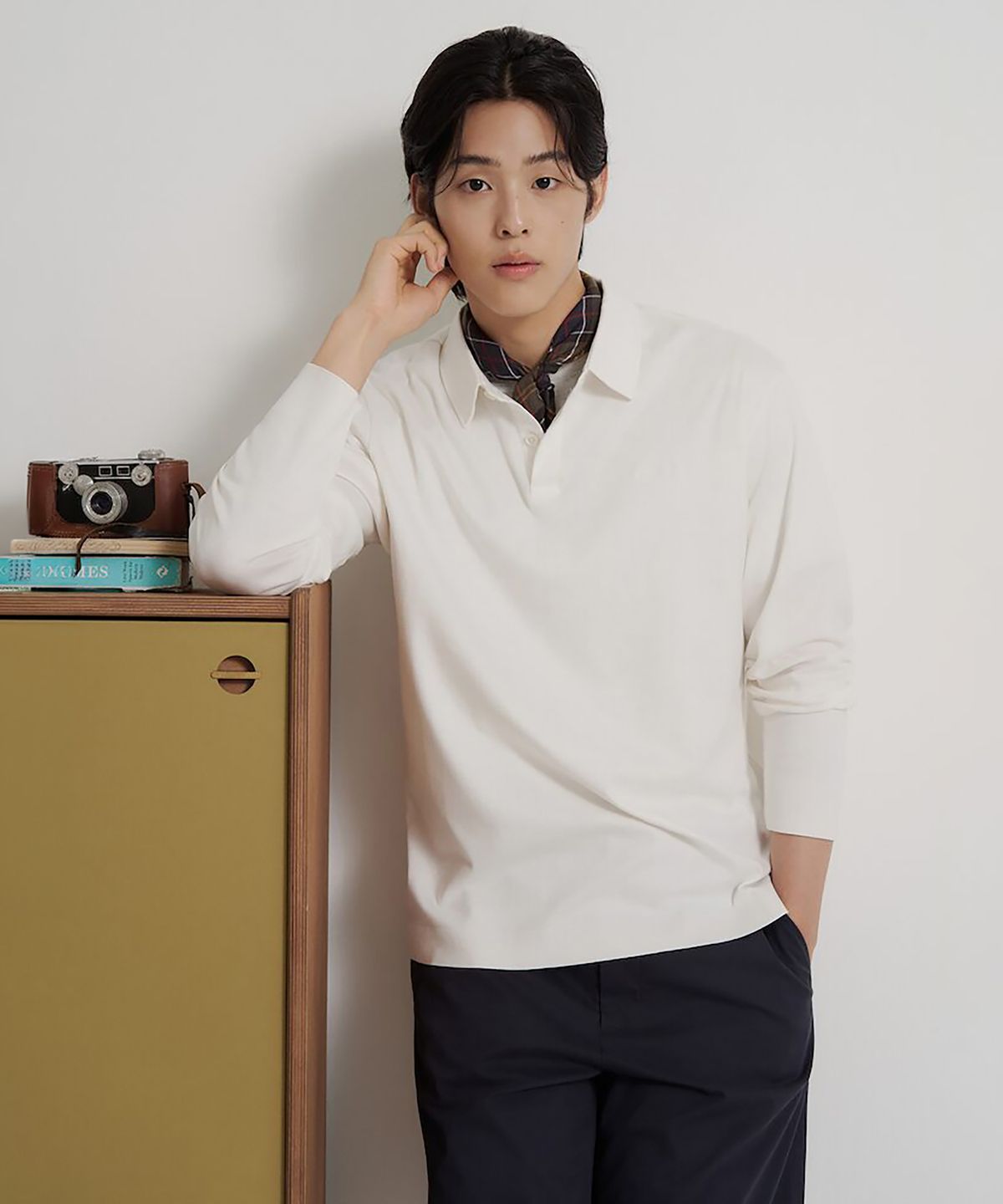 빈폴 멘(BEANPOLE MEN) 프리미엄 플로우 칼라넥 티셔츠  화이트
