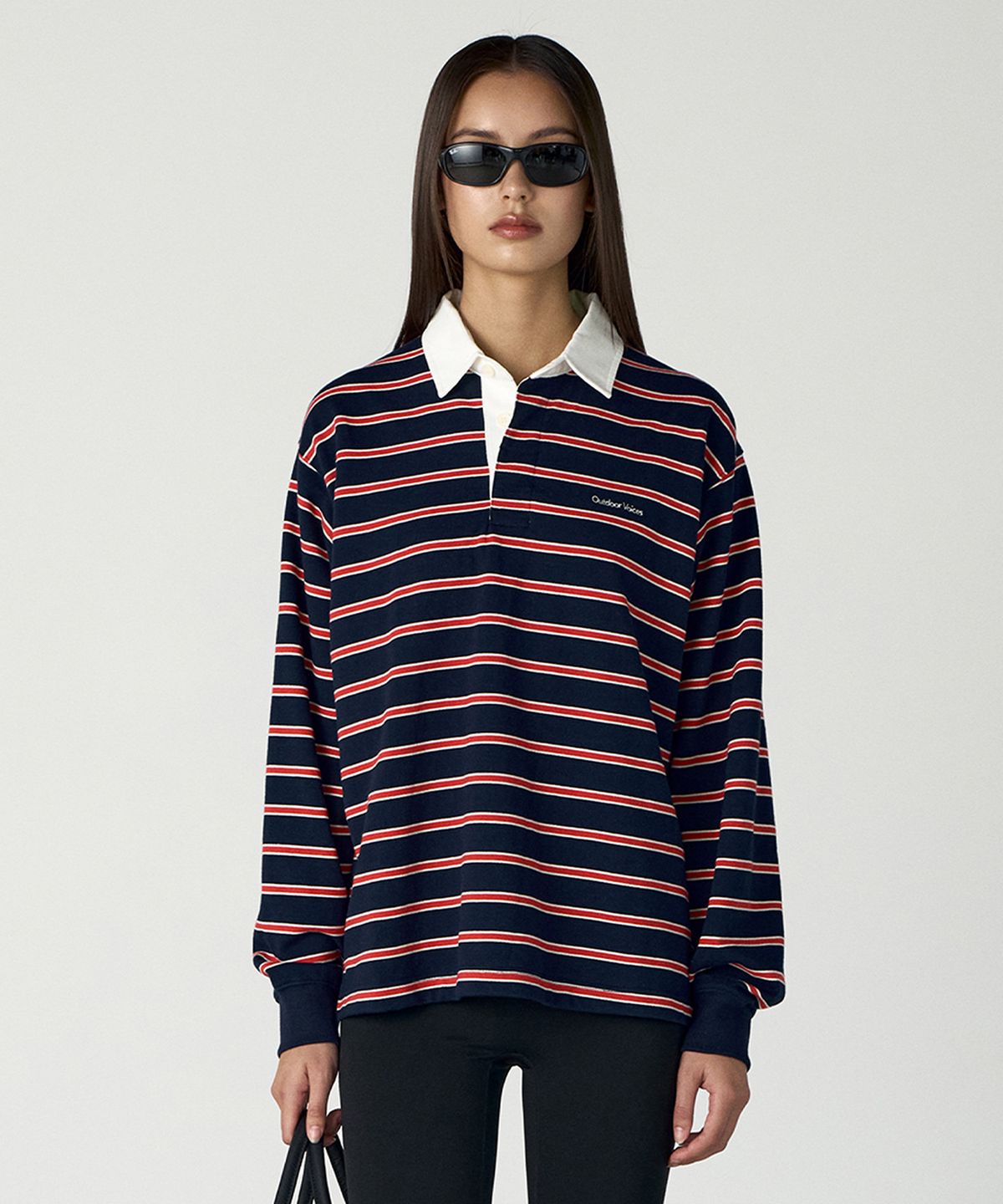 아웃도어 보이스(OUTDOOR VOICES) STRIPED RUGBY SHIRT (NAVY)