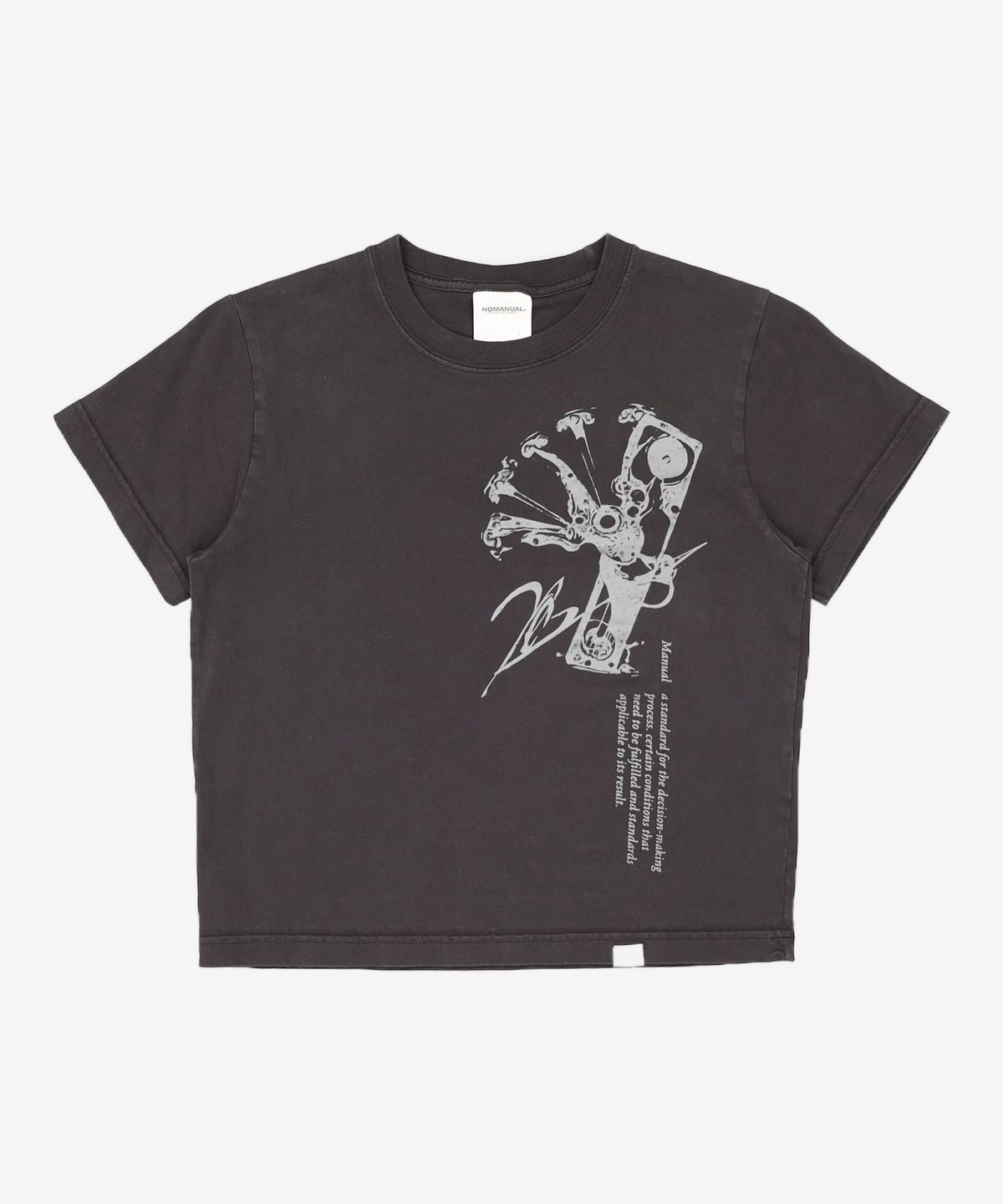 노매뉴얼(NOMANUAL) GEAR MANUAL GRAPHIC T-SHIRT - WASHED BLACK S