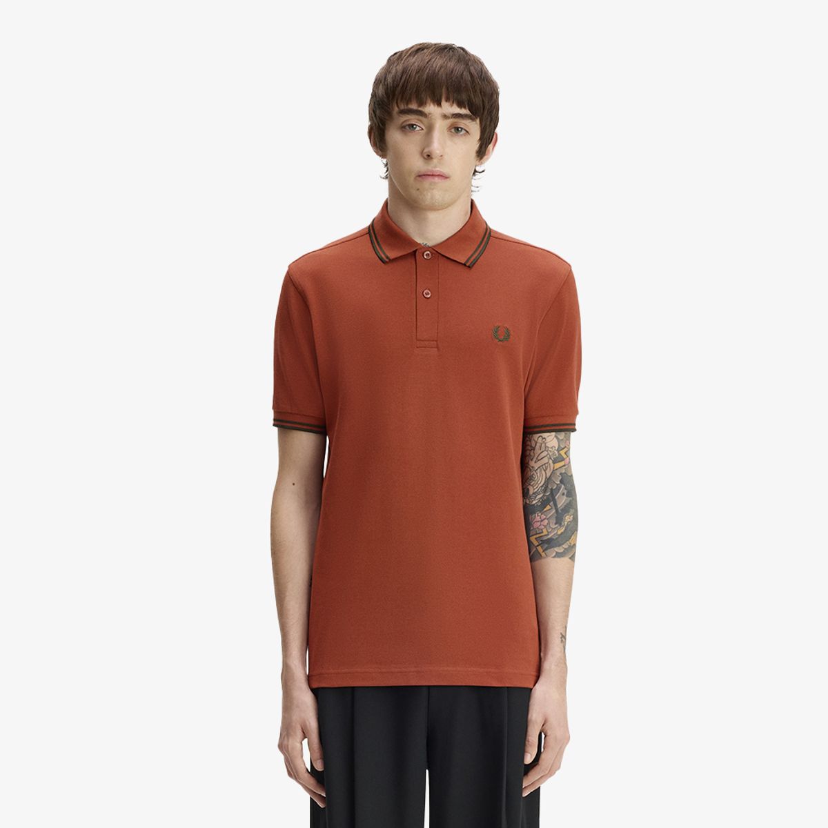 프레드페리(FRED PERRY) [M3600] 트윈 팁 프레드페리 셔츠 - 브랜디/나이트그린 AFPM2G33600-81C