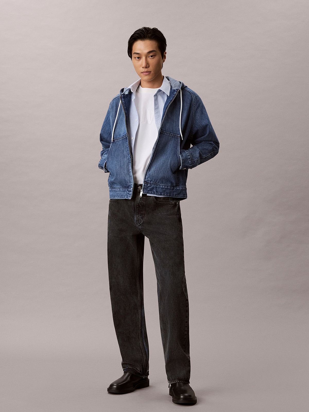 캘빈클라인 진(CALVIN KLEIN JEANS) 맥스웰 풀집업 데님 후드집업 4RH773G 8WO