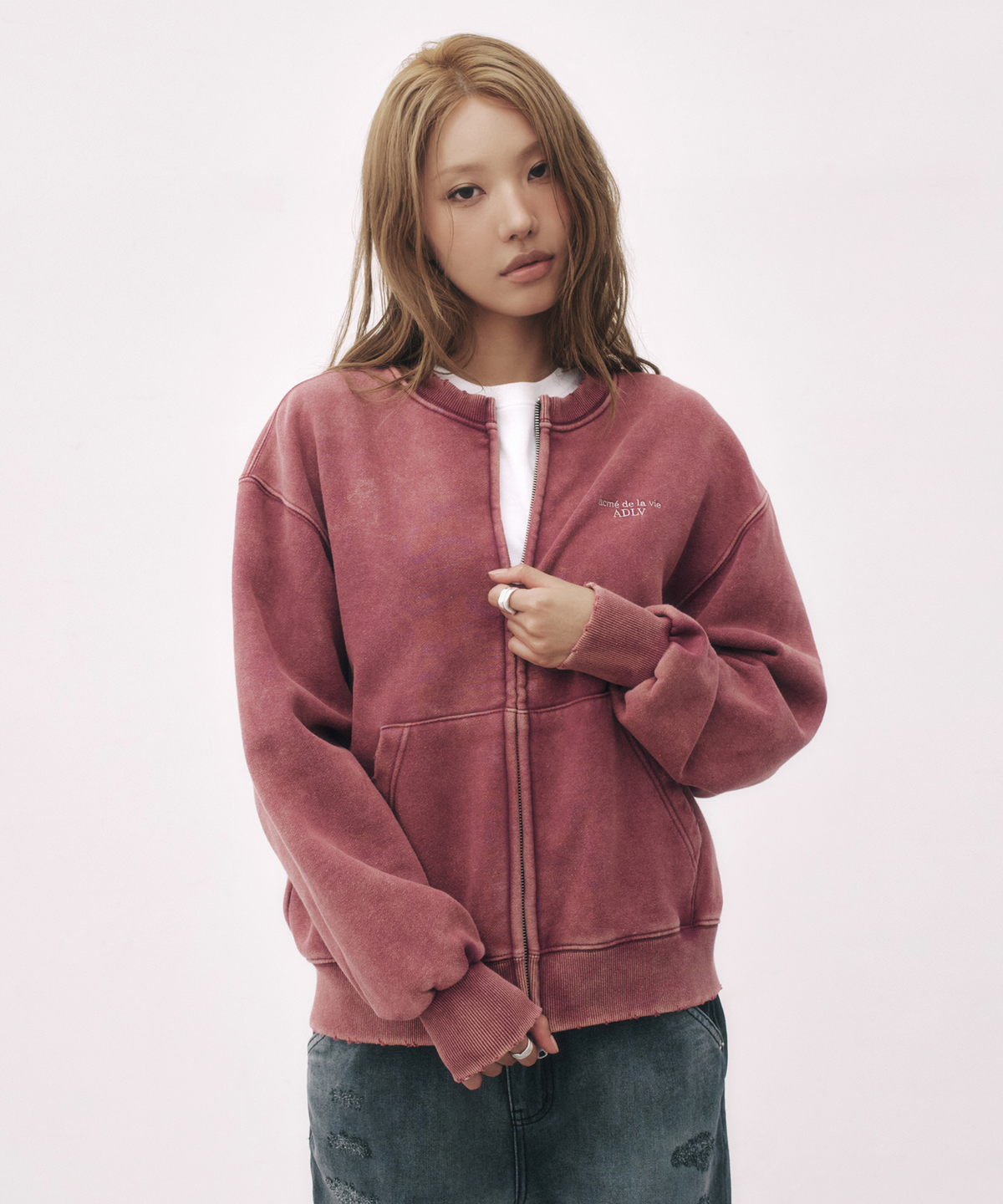 아크메드라비(ACME DE LA VIE) WASHED NO COLLAR NAPPING ZIP UP