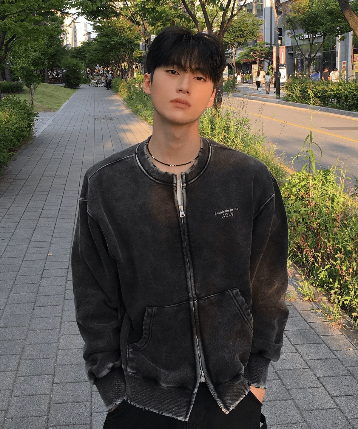 아크메드라비(ACME DE LA VIE) WASHED NO COLLAR NAPPING ZIP UP