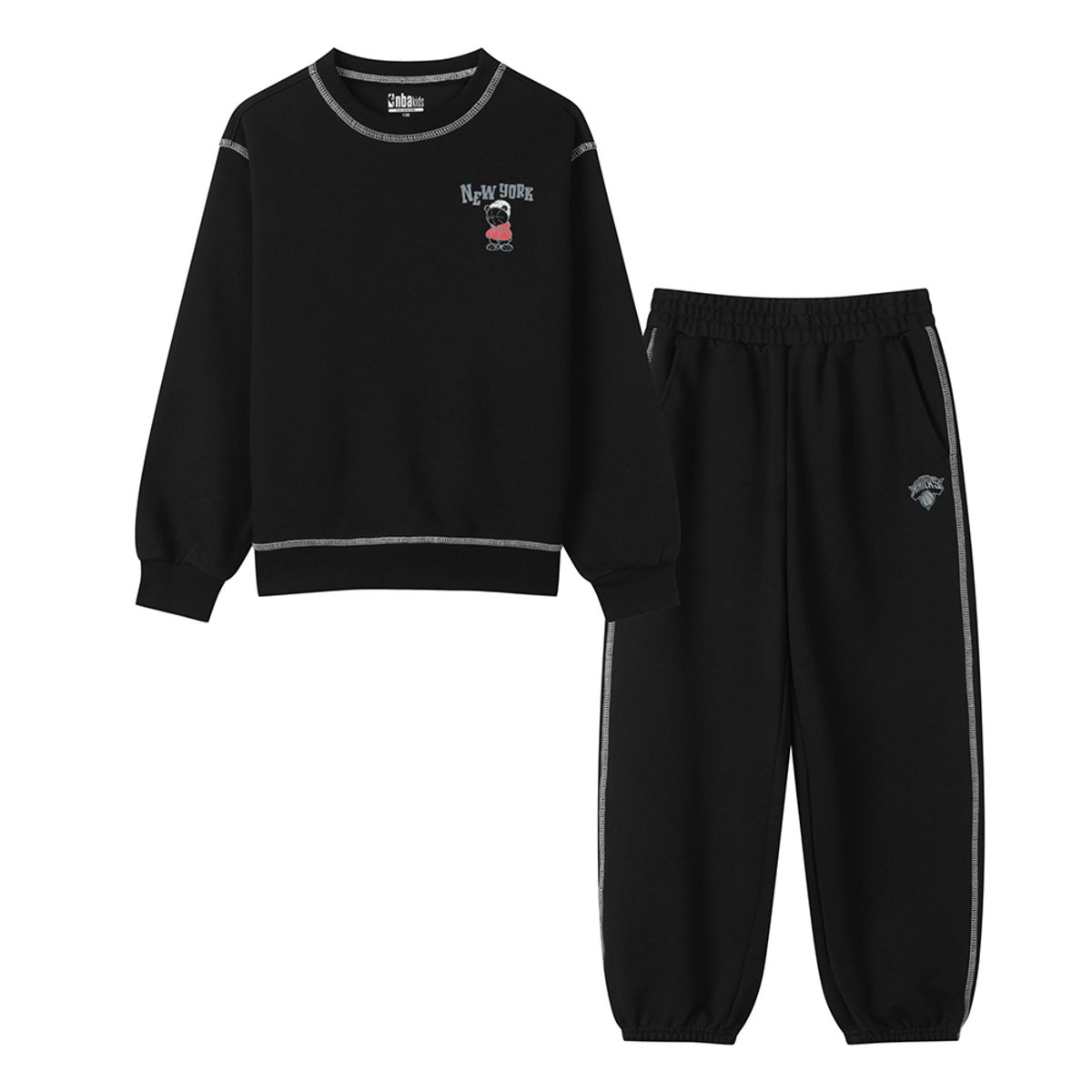 엔비에이 키즈(NBA KIDS) 닉스 구공이 맨투맨세트 블랙