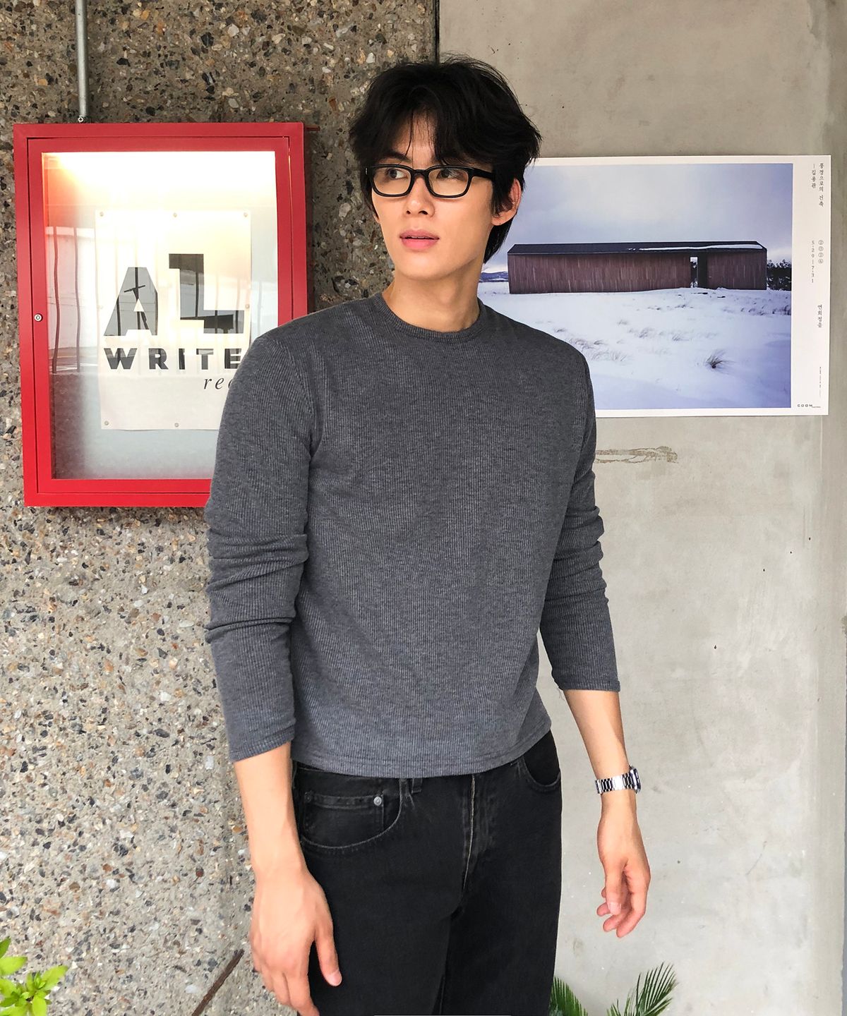 데이(THEY) 세미크롭 골지 긴팔 라운드 티셔츠_5 COLOR