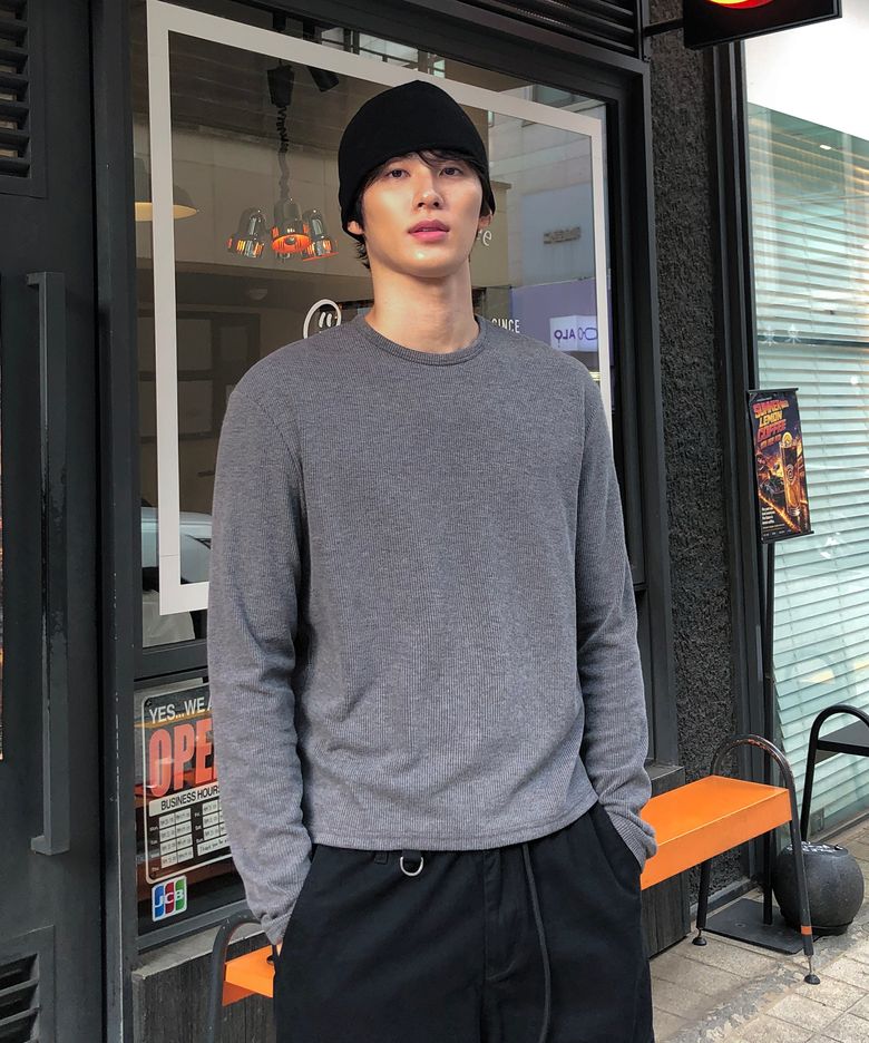 세미크롭 골지 긴팔 라운드 티셔츠_5 COLOR