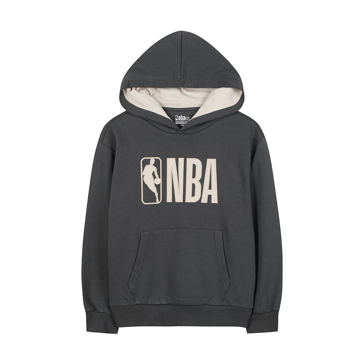 엔비에이 키즈(NBA KIDS) 빅로고 오버핏 후드티 차콜 그레이