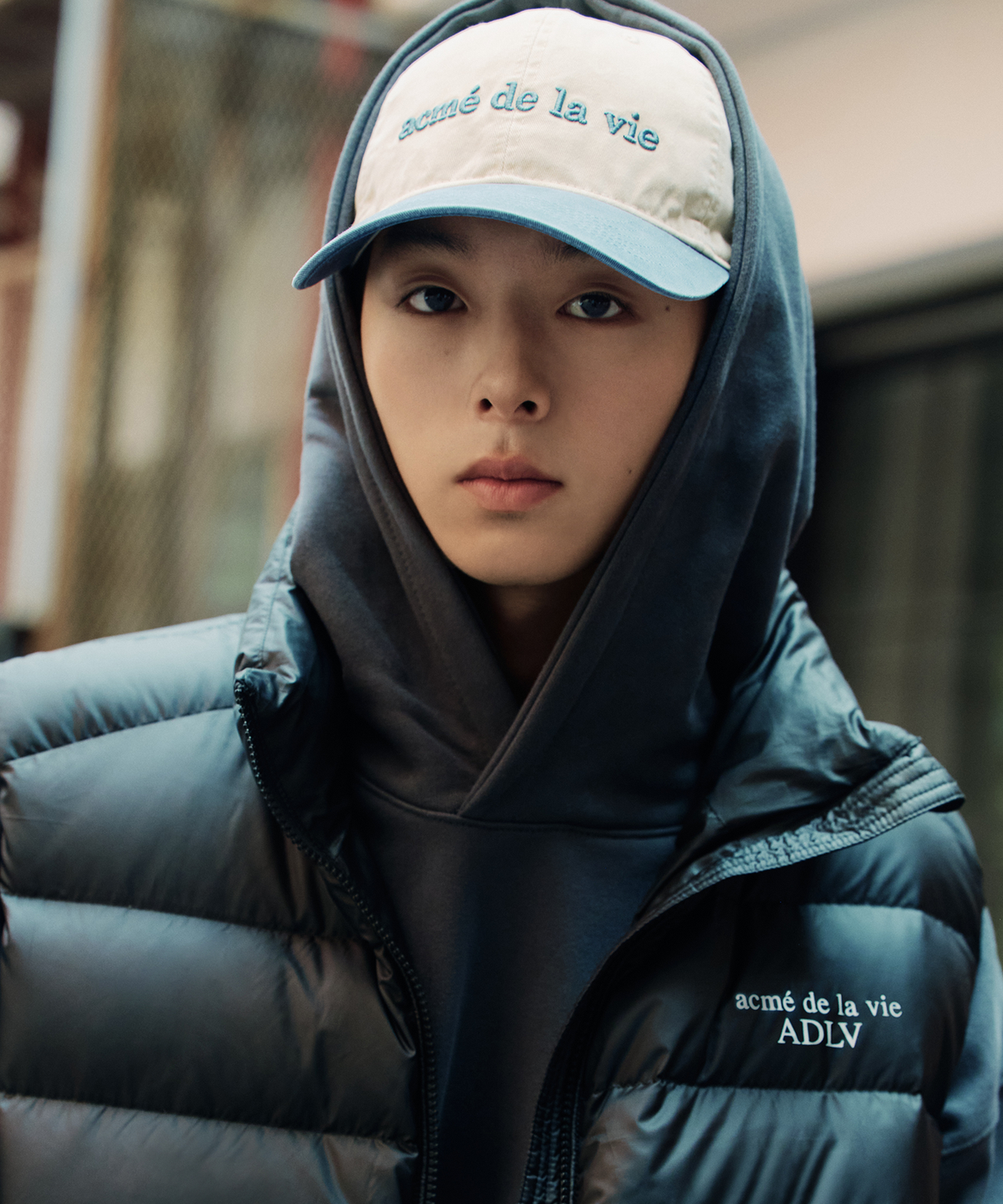 아크메드라비(ACME DE LA VIE) TWO TONE PEAK WASHED BALL CAP