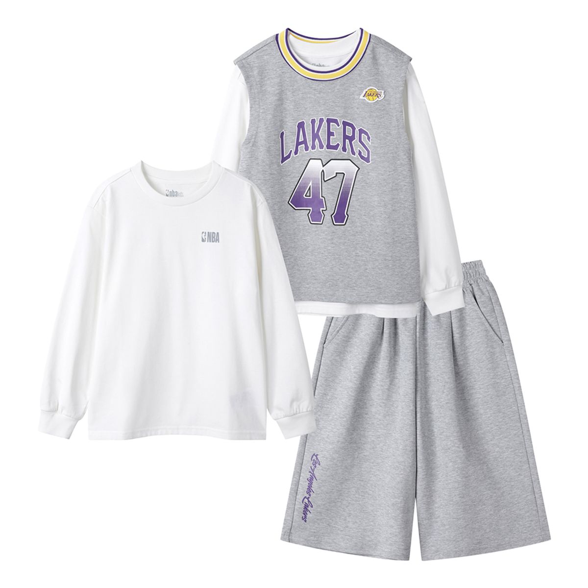 엔비에이 키즈(NBA KIDS) 팀 유니폼 3PCS 세트 멜란지 그레이
