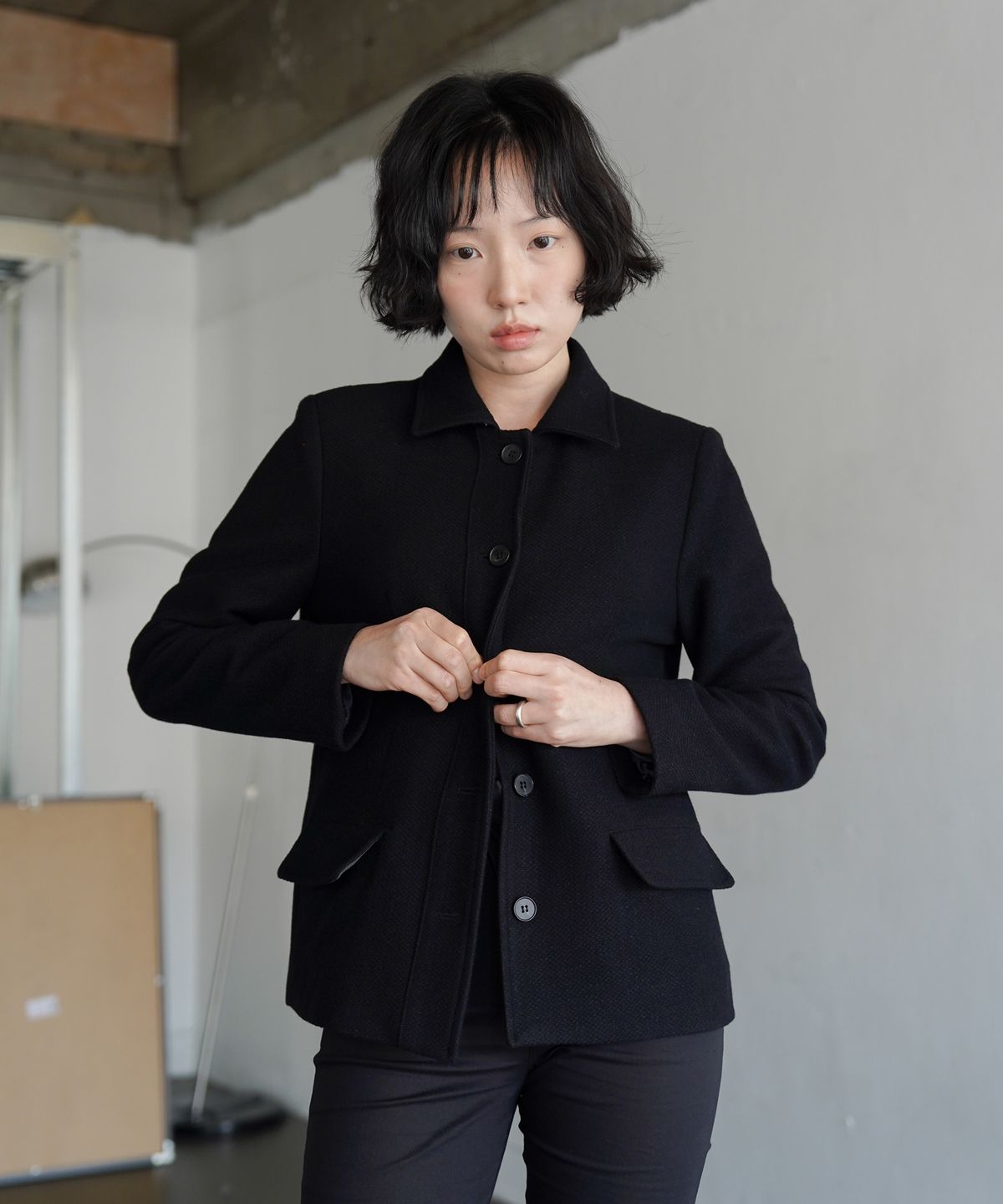 오수(OSU) OSU Wool Short Jacket, black