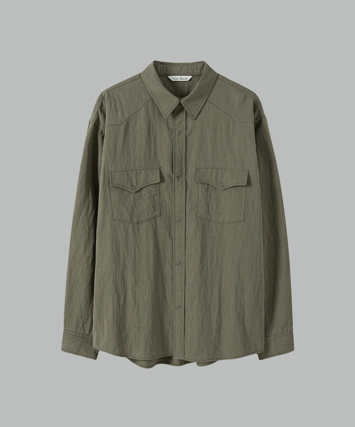 넌블랭크(NONBLANK) 워시드 웨스턴 LS 셔츠_SAND GREY