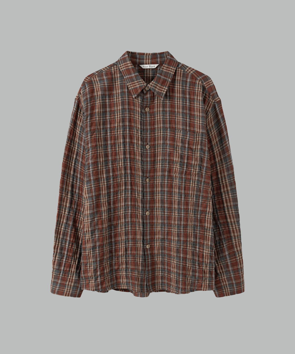 넌블랭크(NONBLANK) 범피 서페이스 체크 LS 셔츠_VINTAGE RED
