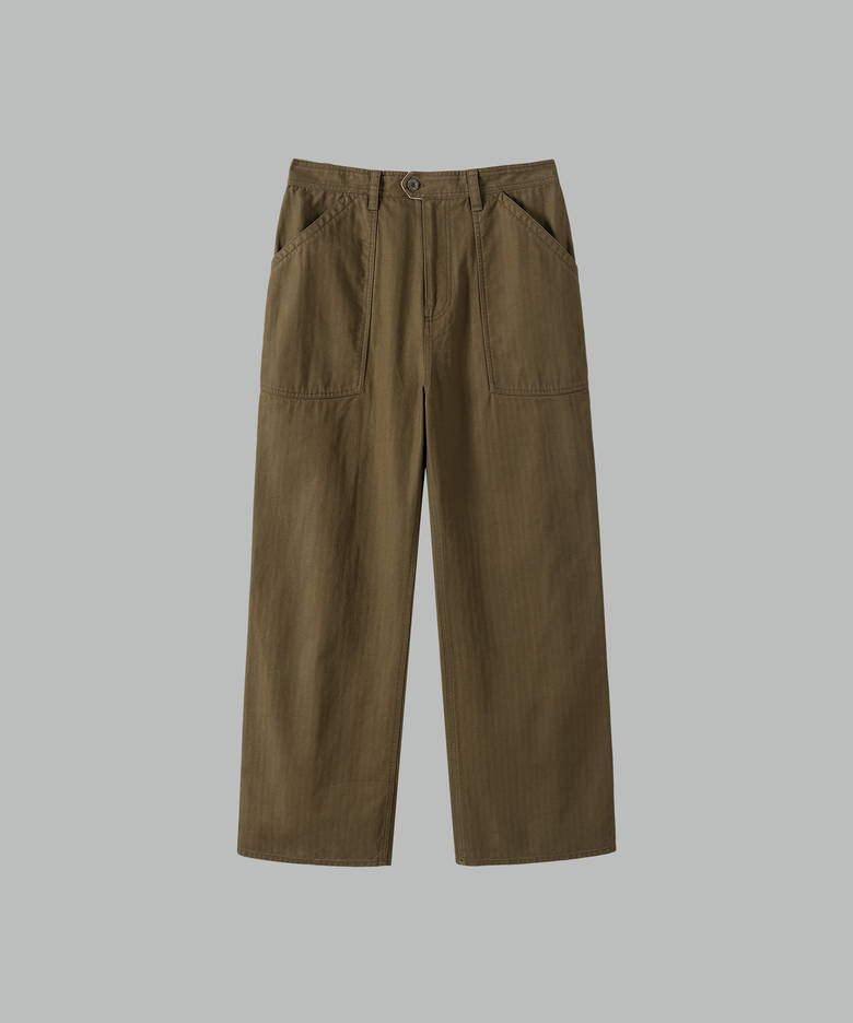 루즈 와이드 HBT 퍼티그 팬츠_LIGHT BROWN