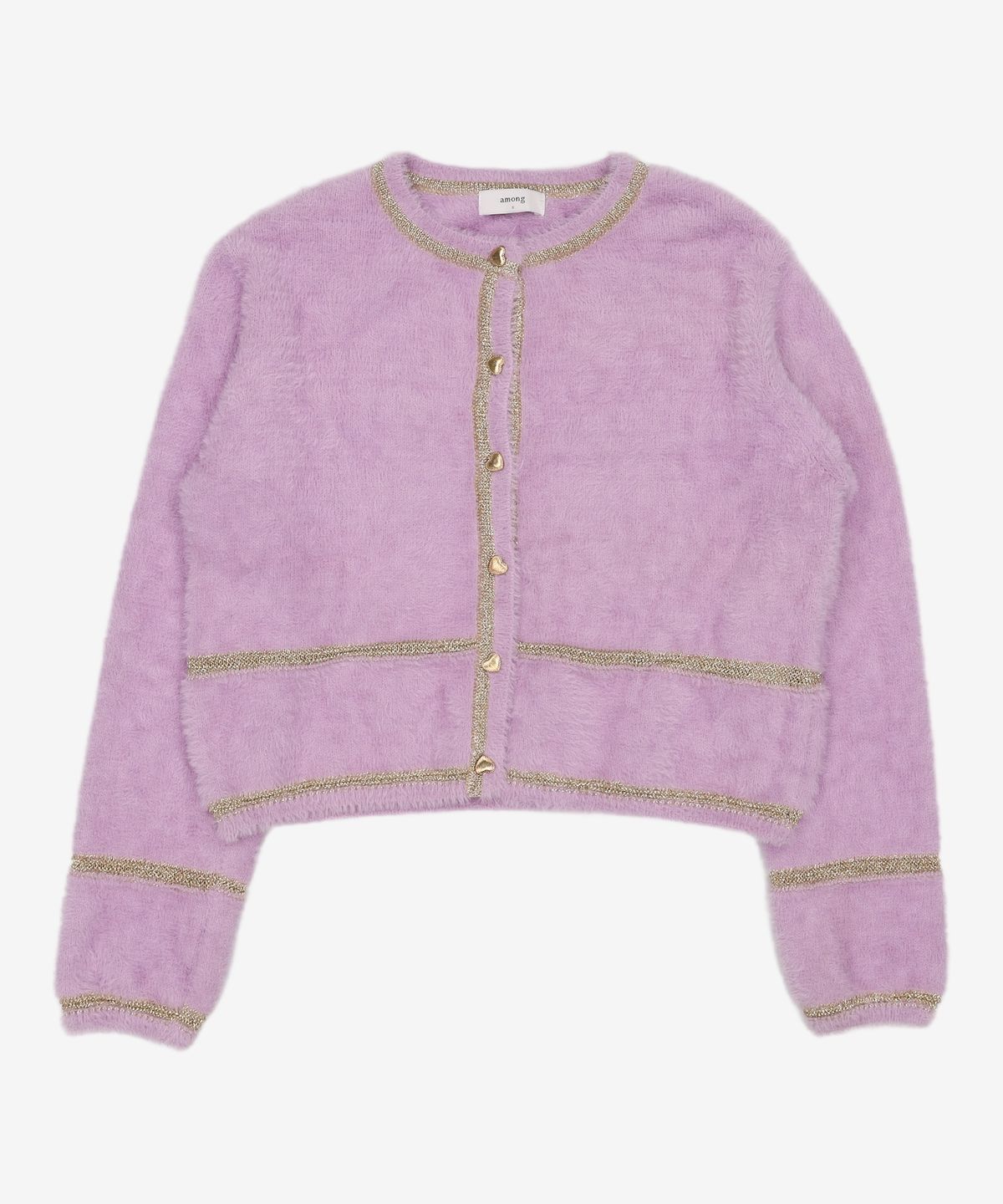 어몽(AMONG) A GLITTER LINE KNIT CARDIGAN_PURPLE S