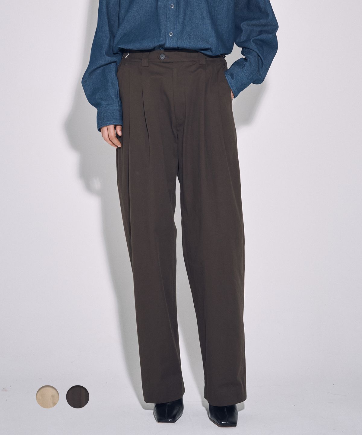 티와이(TY) 우먼 TY 클래식 투턱 치노 팬츠, 2COLOR