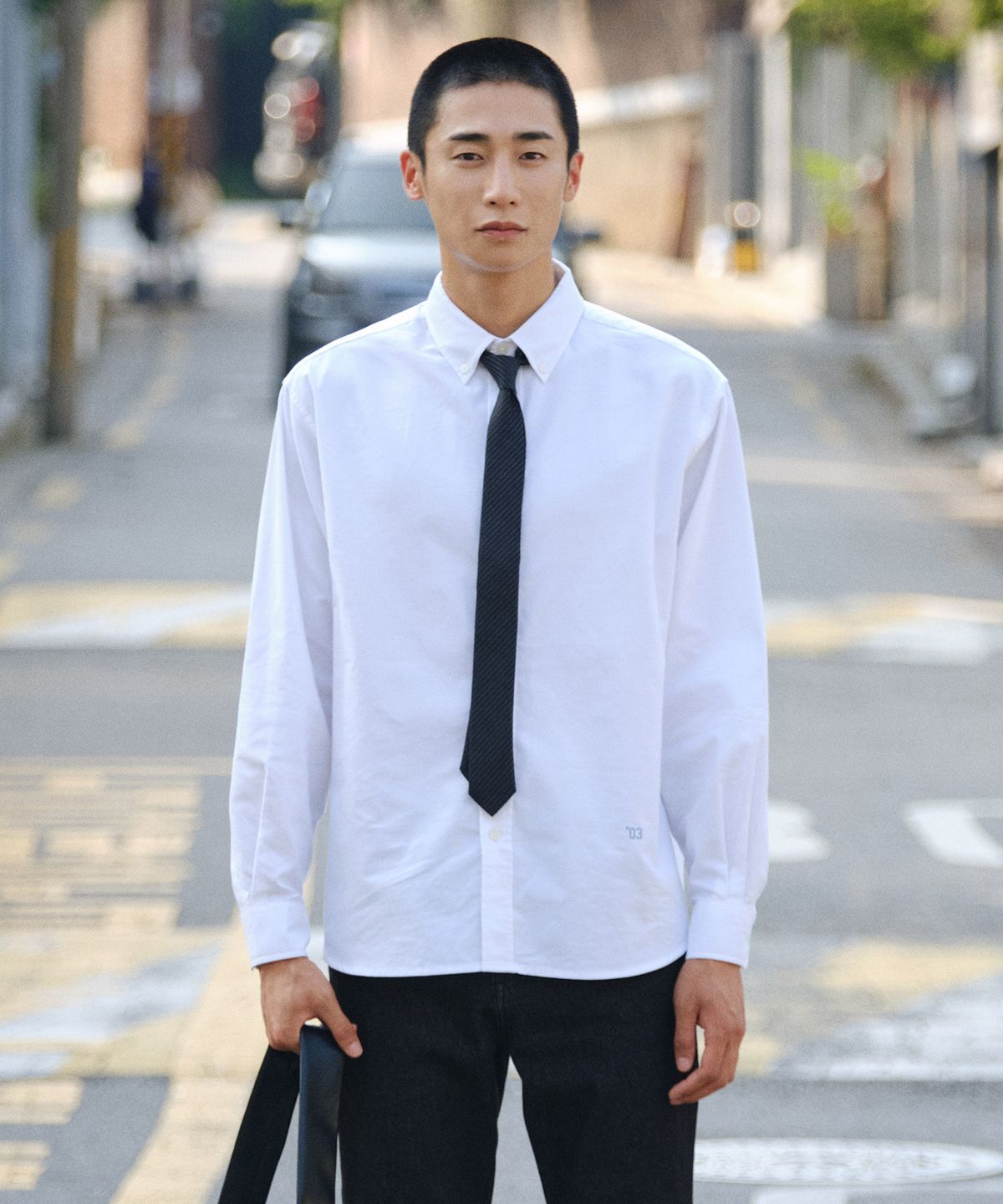 에스티코(STCO) DIEMS 젠더리스_옥스포드 셔츠_화이트 (오버핏)_LDSVC01OSW