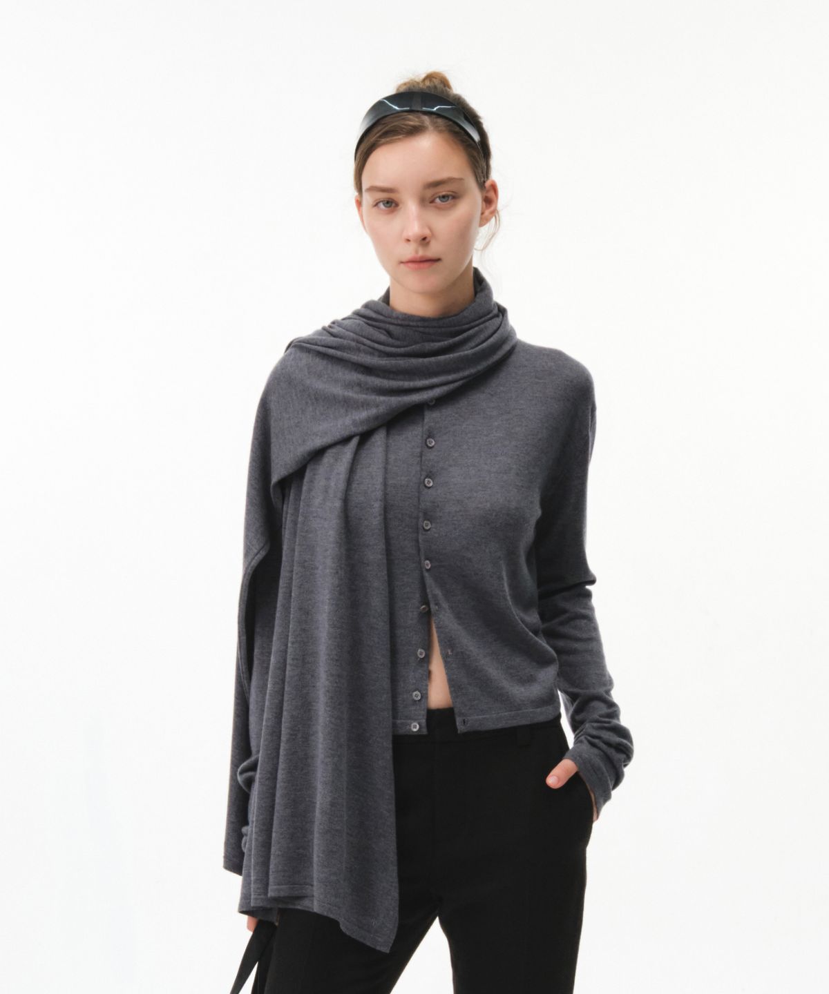 그로브(GROVE) CALEN SHAWL MUFFLER (MELANGE GRAY)