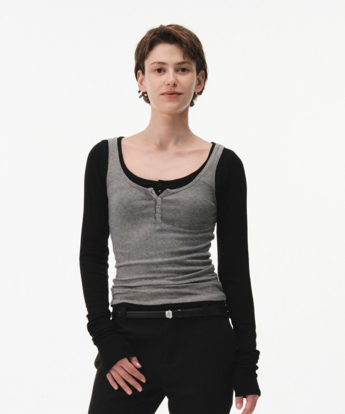 그로브(GROVE) SIENA SLEEVELESS (MELANGE GRAY)