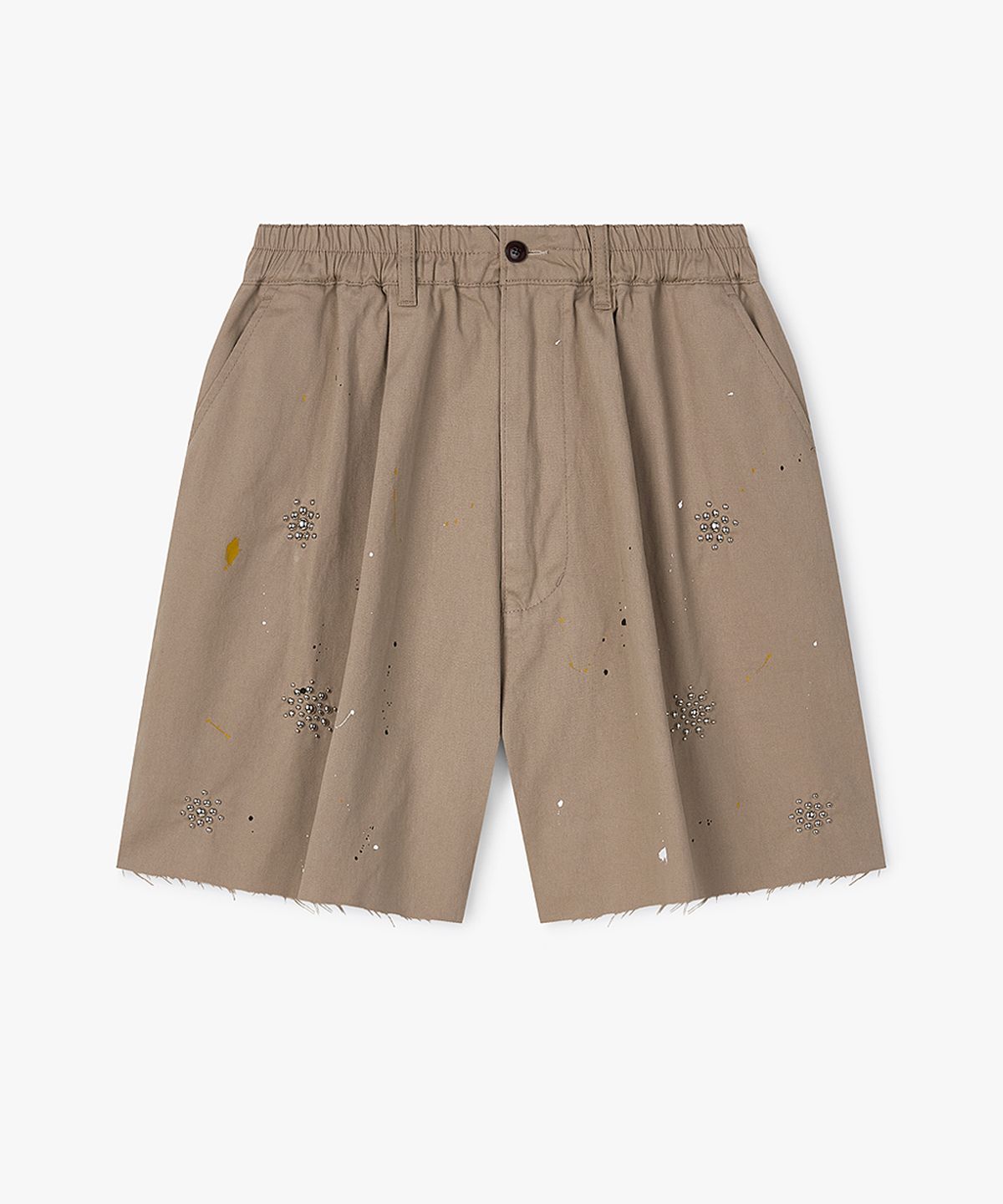 스트라이크(STRIKE) Atelier Studded Painted Cut-Off Shorts (BEIGE)