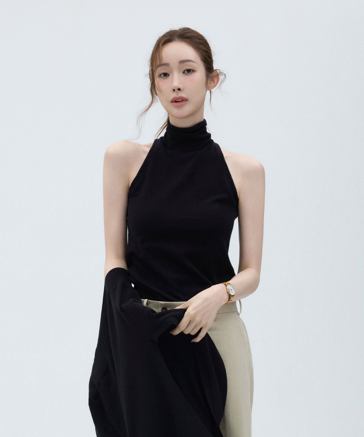 그로브(GROVE) RIEL HALTER KNIT (BLACK)