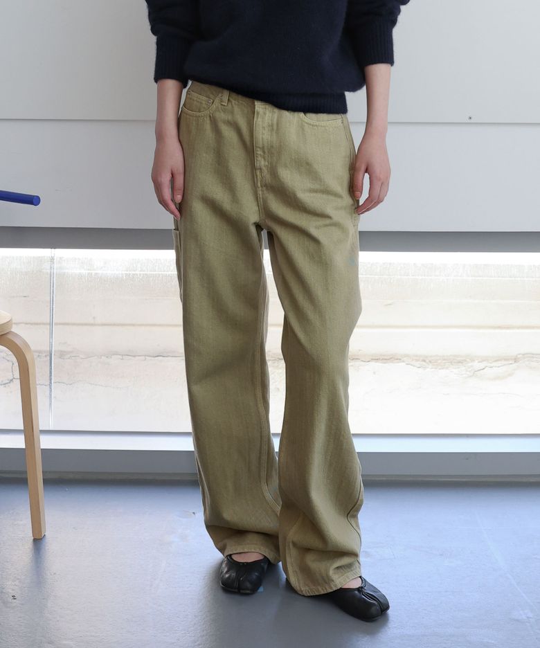 컬러 다잉 카펜터 팬츠 (올리브 베이지)