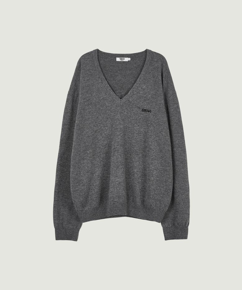 26FW MYLES OVER-FIT V-NECK KNIT (MELANGE GRAY)