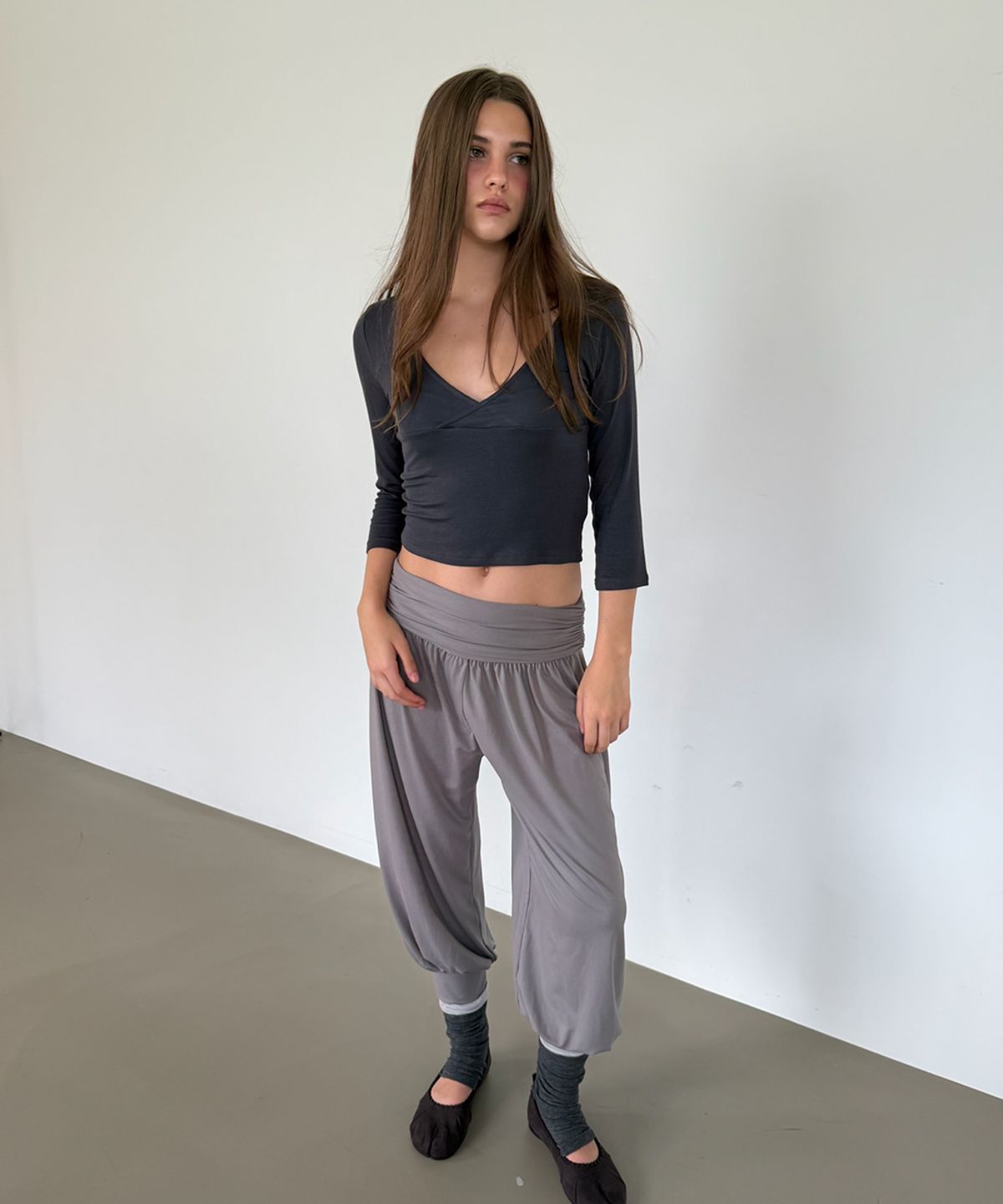 아수라(ASURA) 3/4 SLEEVES WRAP T (CHARCOAL)